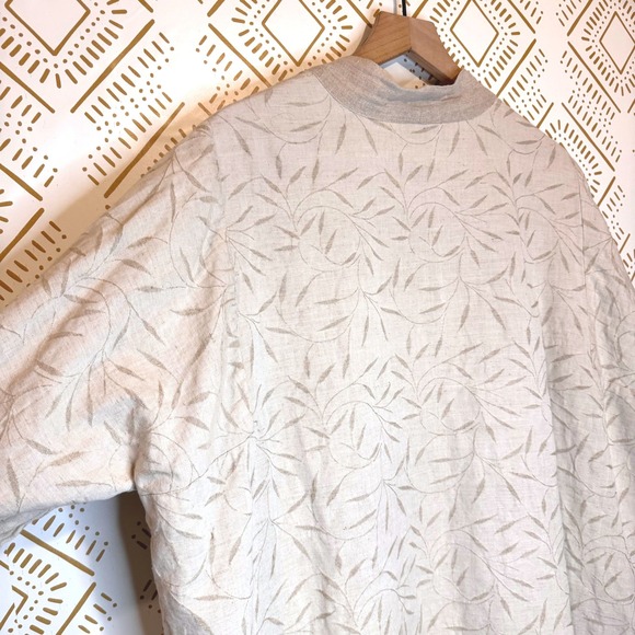 Arise Cotton Flax Open Front Jacket 1X Embroidered Lagenlook Earthy Boho Spring - Picture 6 of 9